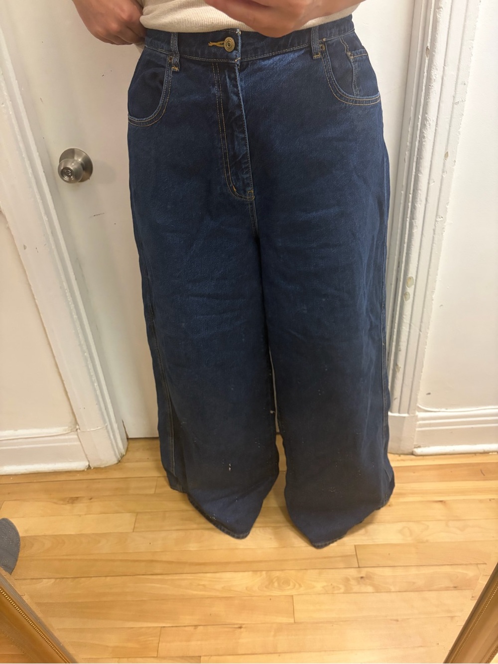 We The Free Wide-Leg Dark Blue Denim Jeans